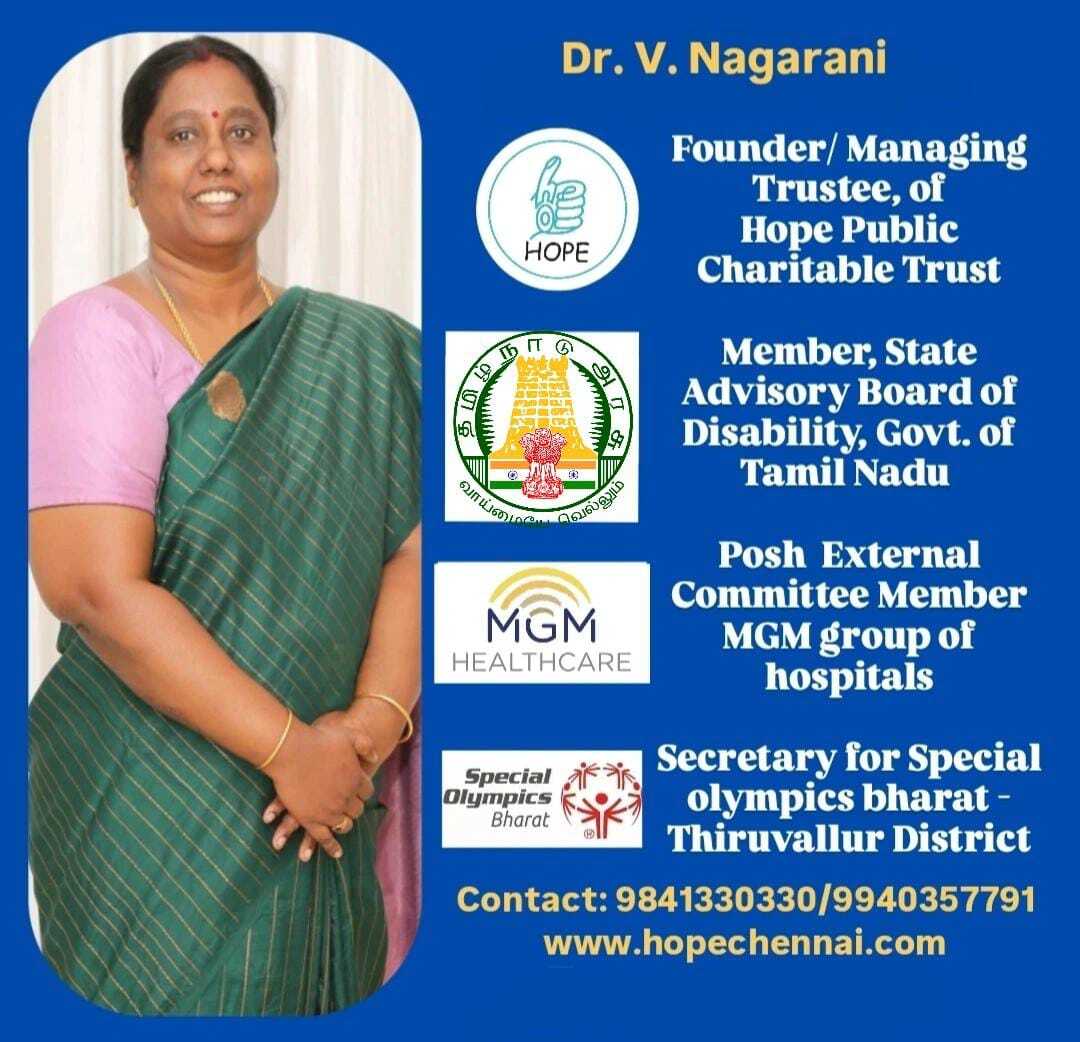 Dr. V. Nagarani - Founder Managing Trustee, Hope Public Charitable Trust