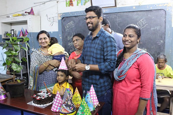 Hope Chennai — celebrating a child's birthday with family and staff